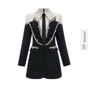 Éléonore faux-pearl tweed mini dress w pearls